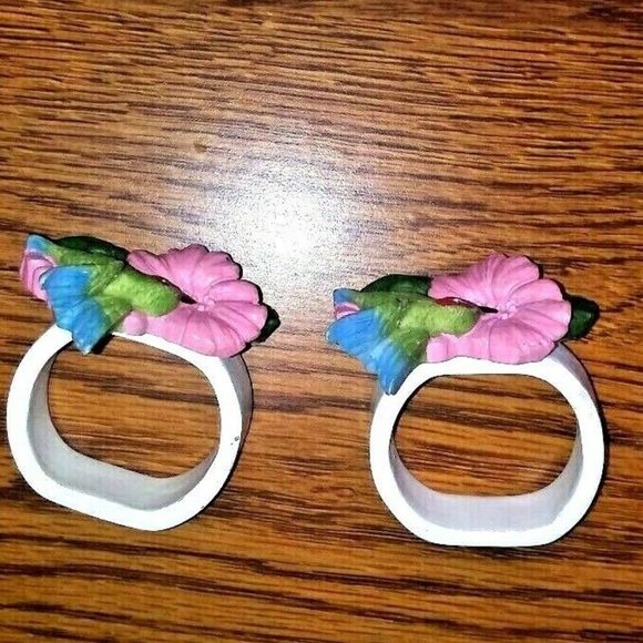 Humming bird Napkin Rings set of 4 VTG - Picture 6 of 7